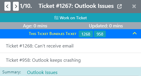 Drop-down List of Bundled Tickets