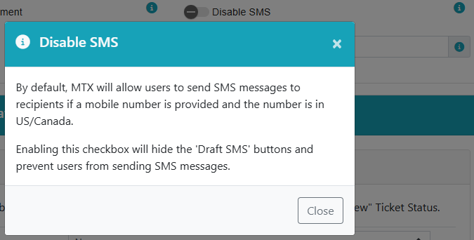 Disable SMS