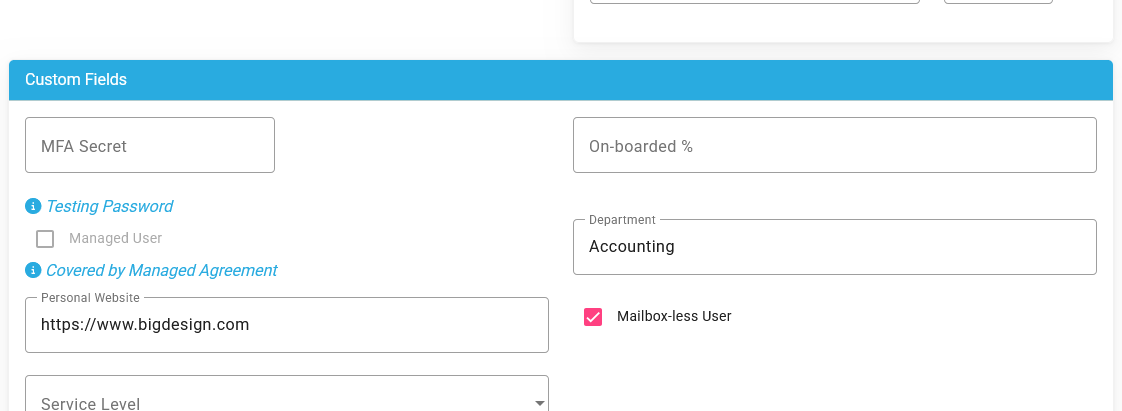 The Custom Fields card in the Edit Contact window