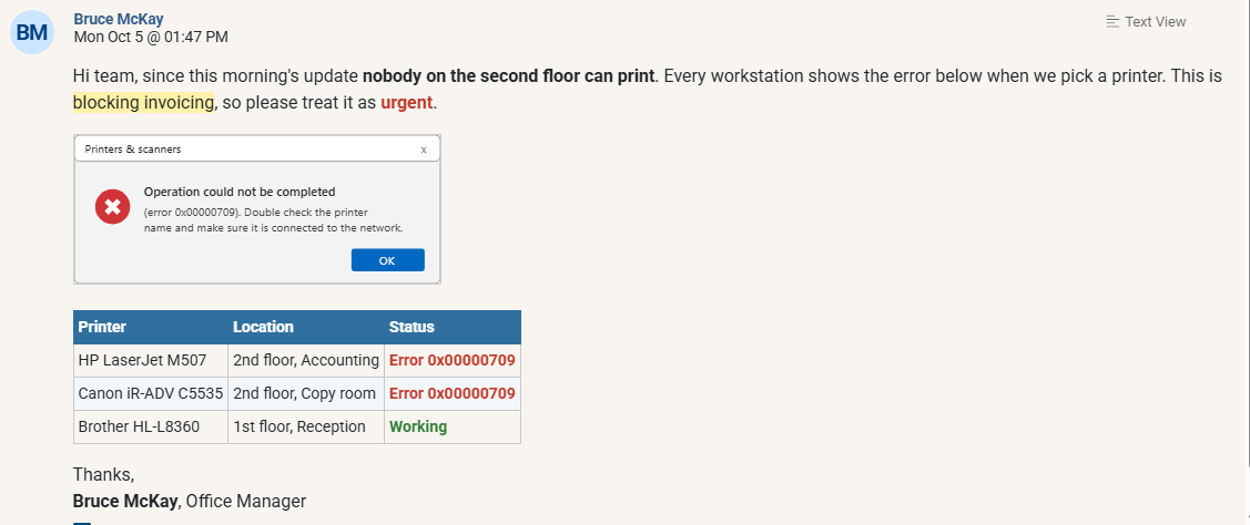 Email Notes: Email View and Text View