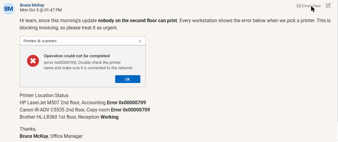 Email Notes: Email View and Text View