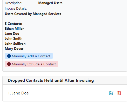 Hold Addition Contact Drops until After Invoicing for in Arrears Billing