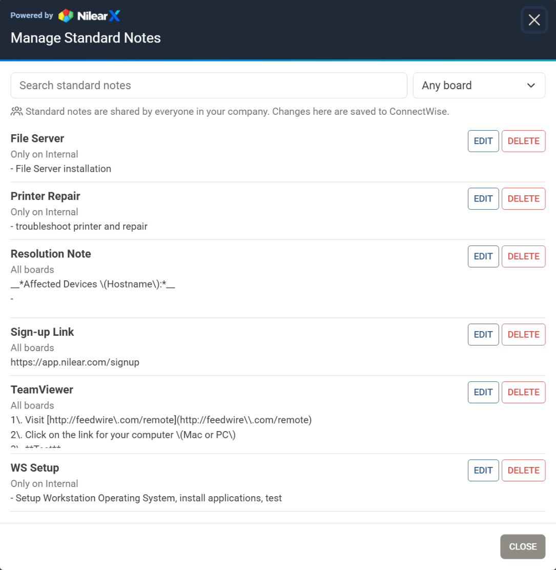 Edit and Delete Standard Notes