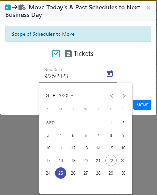 Moving Missed Schedules to New Date