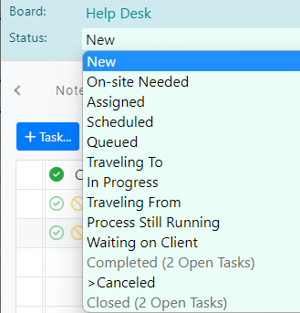 Ticket Statuses Limited for Tickets with Open Tasks
