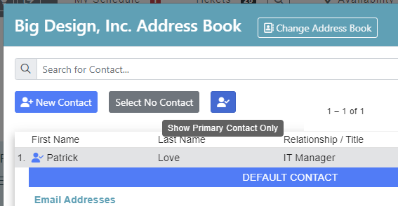 Filter on Primary/Default Contact