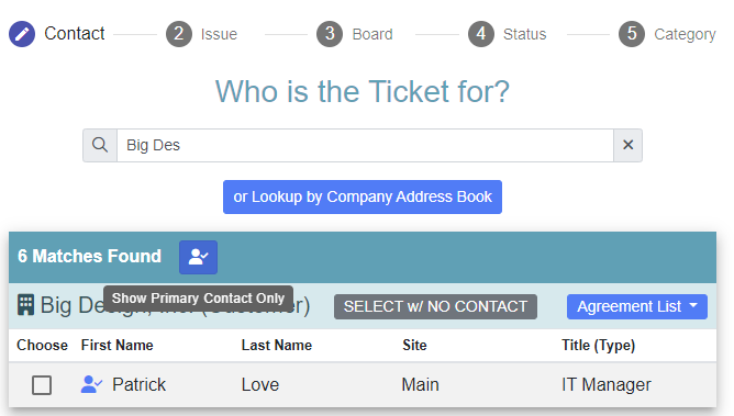 Filter on Primary/Default Contact