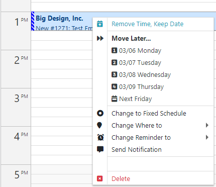 Additional Schedule Context Menu Items