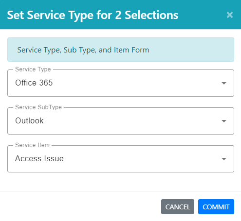 Set Service Type Added to Batch Actions