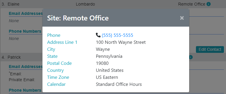 Company Site Info