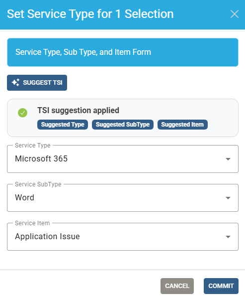 Suggest TSI with AI