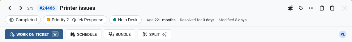 The new ticket summary header