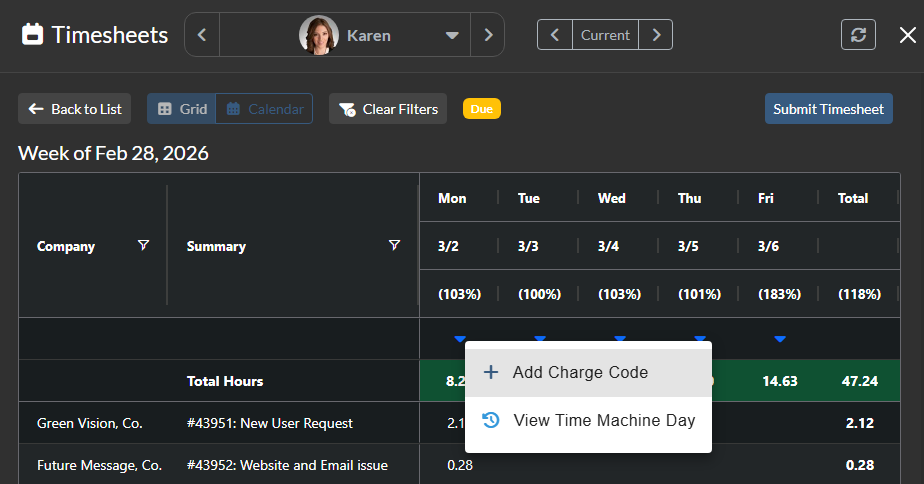 Timesheets