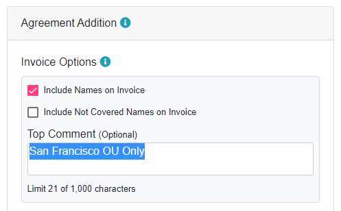 Agreement Addition Top Comment