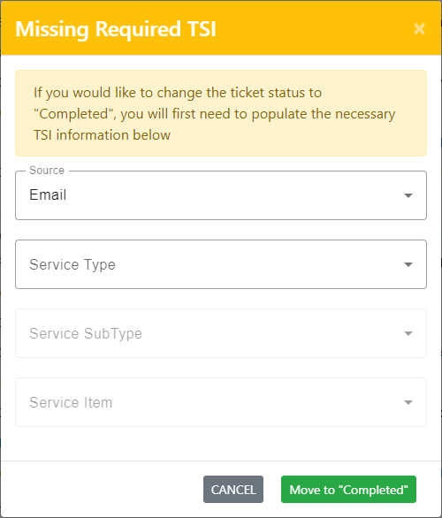 New TSI Requirement Workflow
